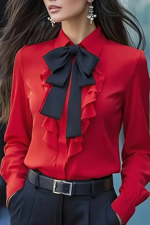 Beatriz | Camisa con Pajarita y Volantes