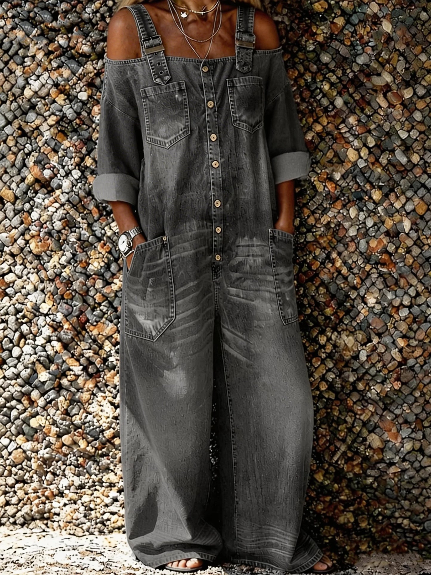 Bo | Mono denim tipo overall con tirantes