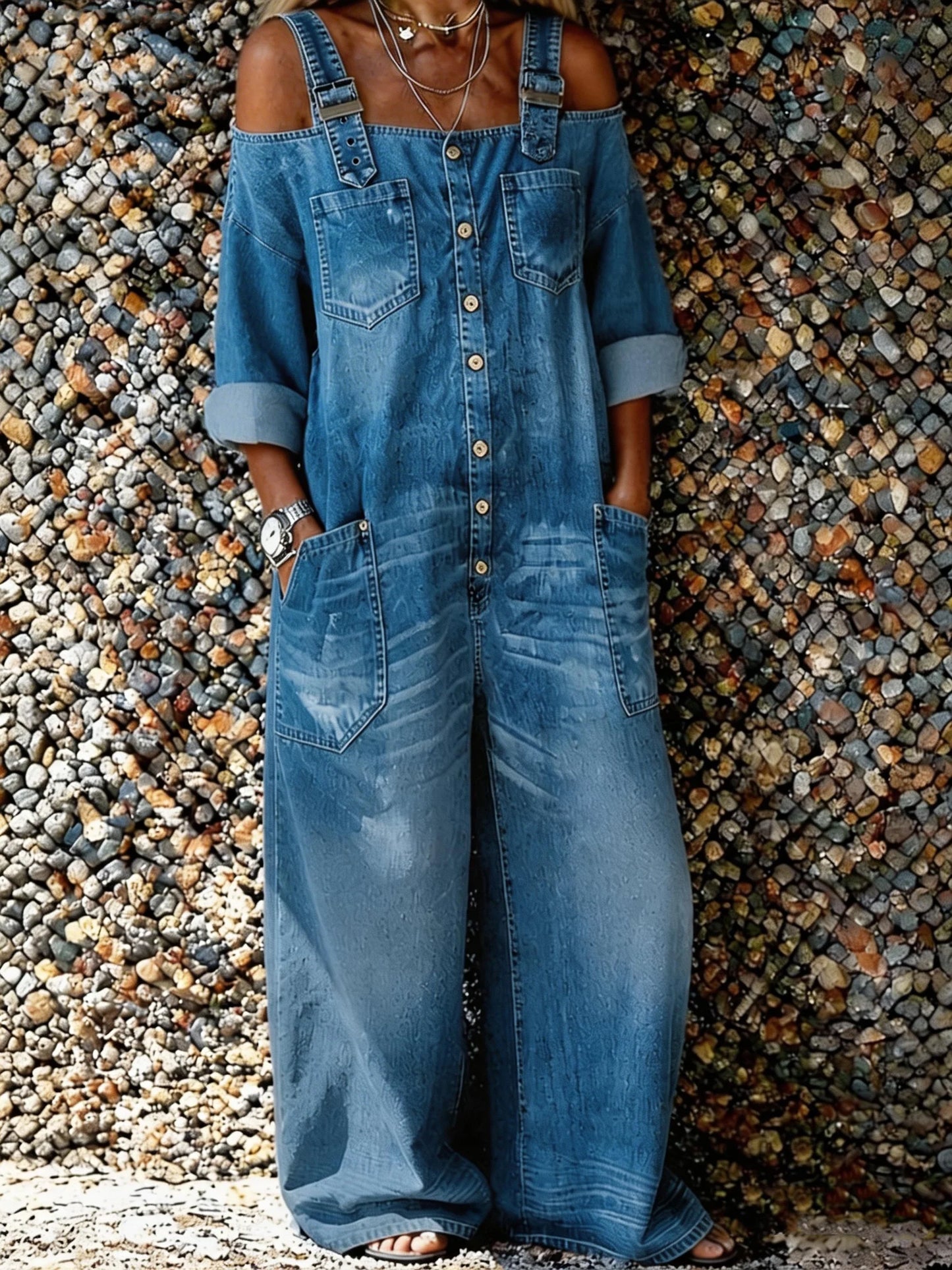 Bo | Mono denim tipo overall con tirantes