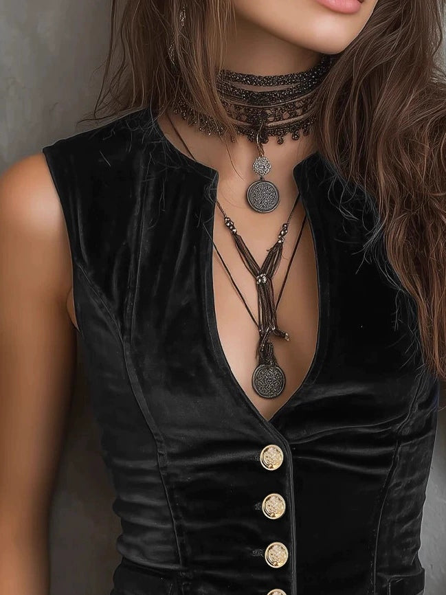 Isabel | Chaleco Vintage de Terciopelo