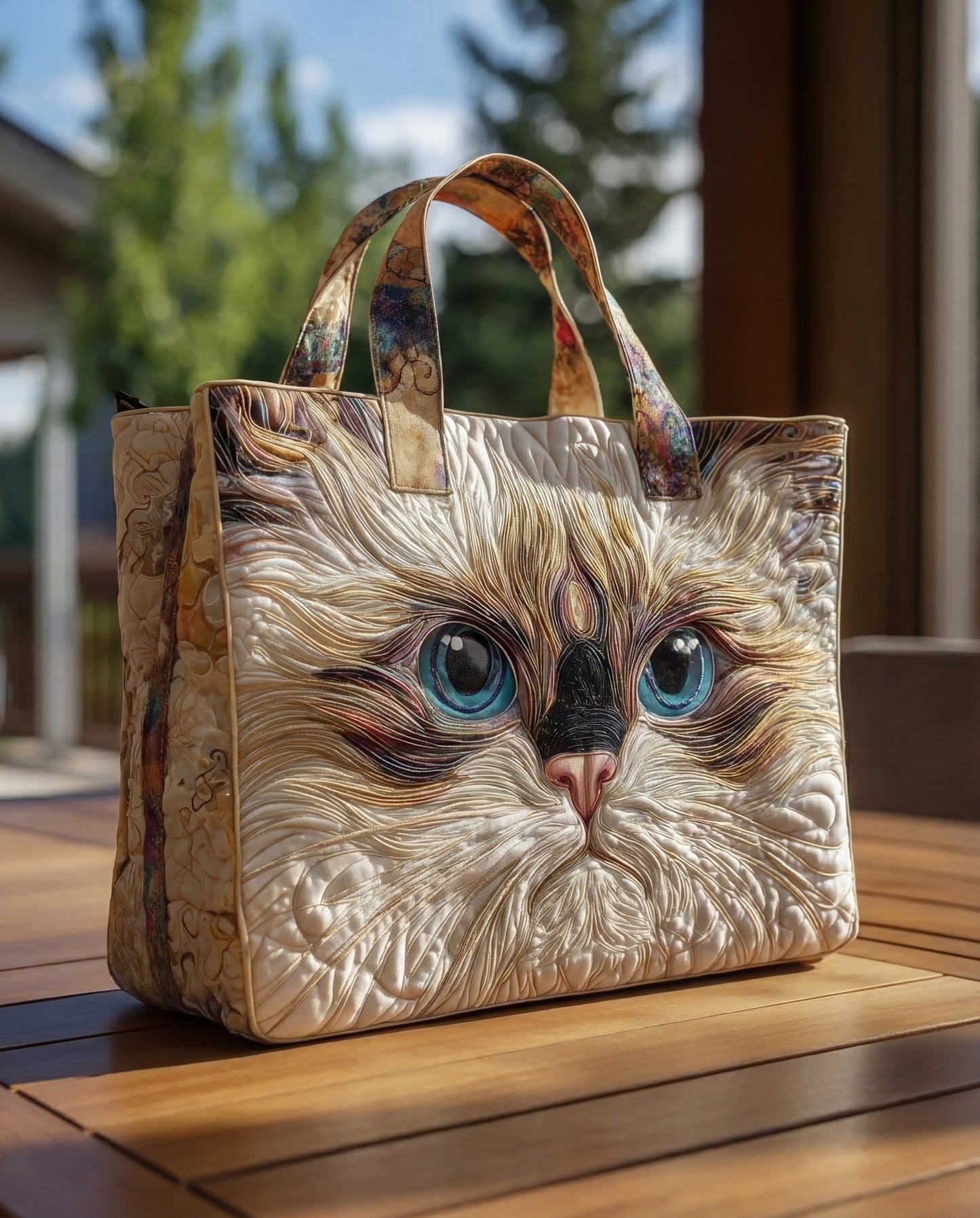 Bolso Artesanal “Gato Blanco de Ojos Azules”